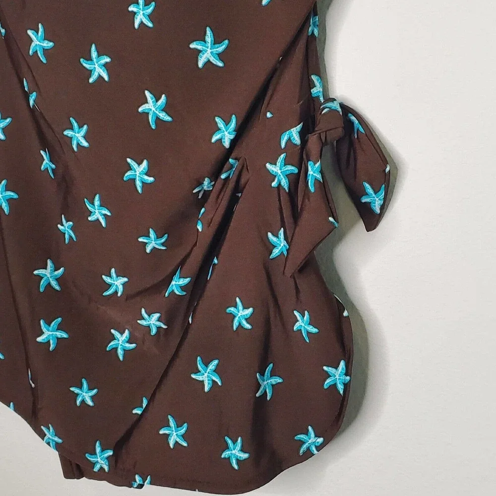 Paradise Bay Swimsuit One Piece Bathing Suit Brown Starfish Size 16 - Picture 2 of 9